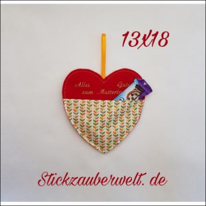 ITH Herztasche, Mutter-/Geburtstag, Geschenk Stickdatei 13×18