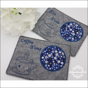 Mug Rug/ Untersetzer Kaffee, Tee / ITH Stickdatei 13×18